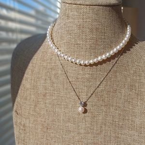 New 15.5 "L classic style real freshwater Pearl necklace